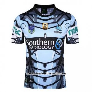 Camiseta Cronulla Sutherland Sharks 9s Rugby 2017 Azul