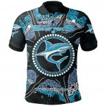 Camiseta Polo Cronulla Sutherland Sharks Rugby 2021 Indigena
